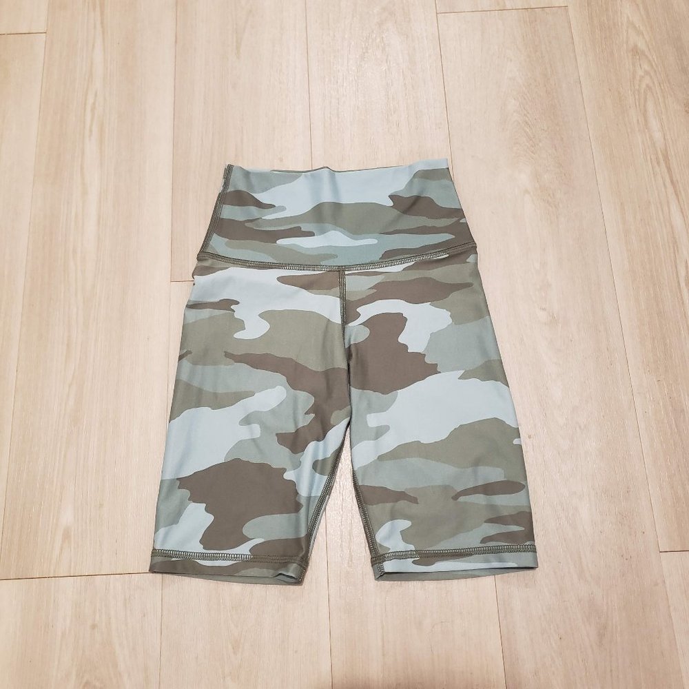 Aerie XS Blue Green Camo Workout Athletic Bike Shorts